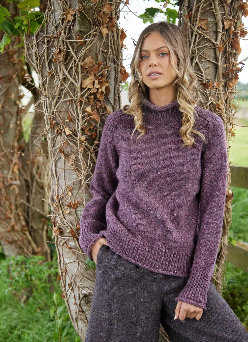 Fisherman Donegal Fleck Saddle Shoulder Sweater